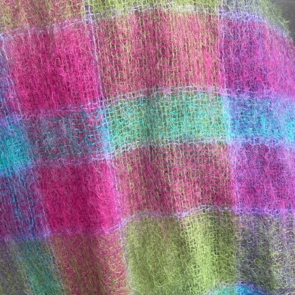 John Hanly Ireland Luxury Irish Colorful Plaid Mohair & Wool Scarf Wrap - Picture 6 of 8